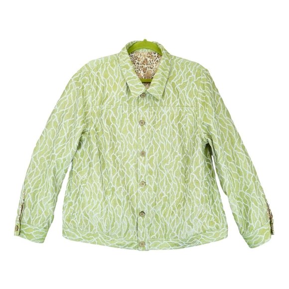 TravelSmith Women's Reversible Jacket Animal Print Pockets Sz Large Button Down - Picture 7 of 12